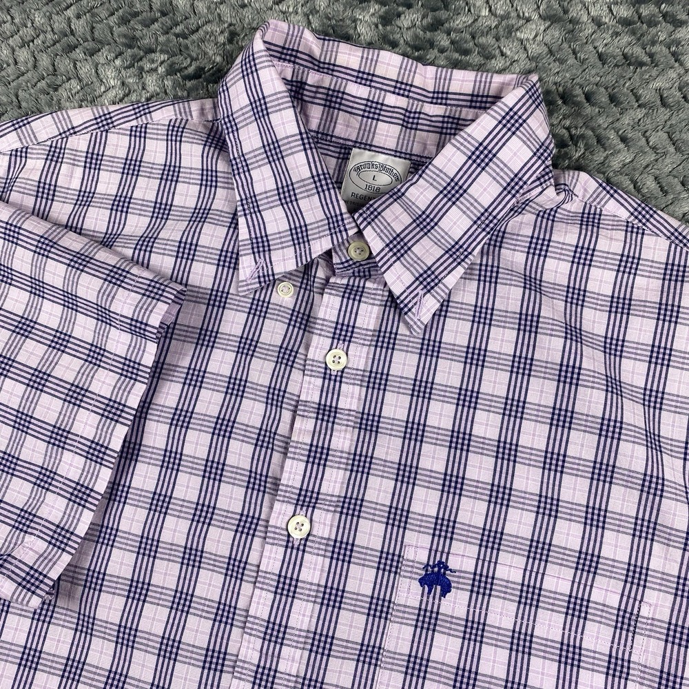 Brooks Brothers Mens Large Purple Seersucker Regent Button Shirt